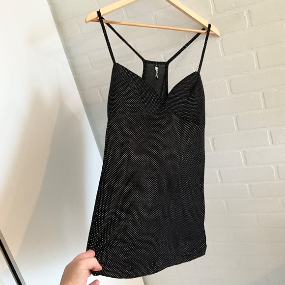 Vintage Y2K Babydoll tank top racer back Metallic polka dot Dark Fairy Grunge XL - Picture 4 of 11